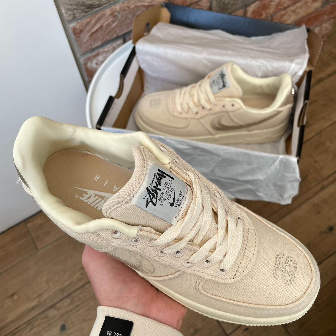 Женские кроссовки Nike Air Force 1 Stussy Fossil beige Найк Аир Форс ...