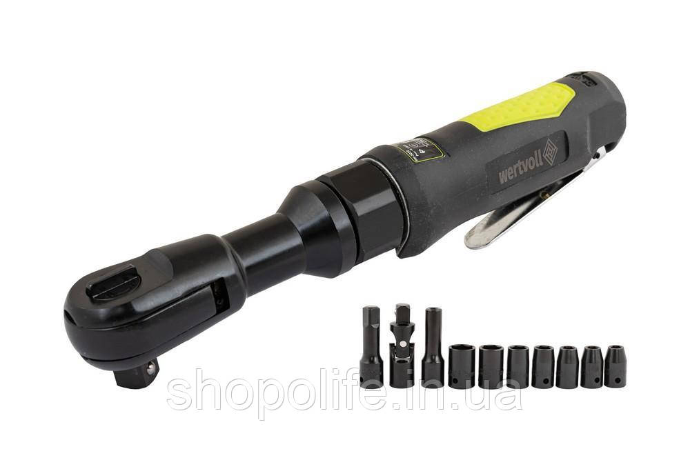 Гайковерт пневматичний WERTVOLL 1/2" 160 об/хв 115 л/хв 6.3 bar 69 Нм реверс TPR покриття корпусу кейс з SPL, фото 1