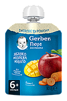 Фруктово-овочеве пюре GERBER "Яблуко, морква, манго", 90г