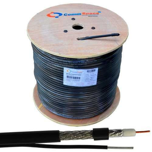 Кабель коаксіальний RG-6U (CS6-015) CommSpace, зовнішній, одножильний, CCS, 64%, чорний, 305м