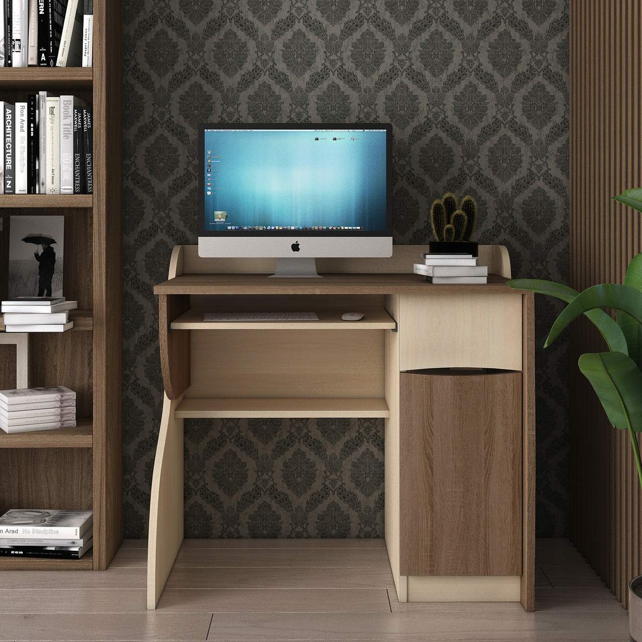 Прямой маленький письменный компьютерный стол 90 см для ноутбука с ...