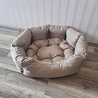 Диван лежак для собак и кошек со съемной подушкой антикоготь, Спальные места для домашних животных бежевый S