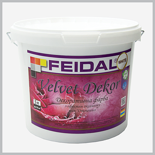 Фарба декоративна інтер'єрна Feidal Velvet Dekor, біла 10л, фото 3