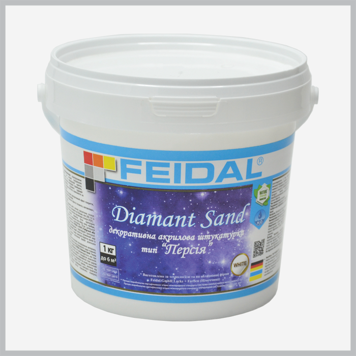 Фарба інтер'єрна декоративна Feidal Diamant Sand, біла 1кг