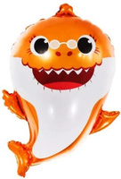 Наклейка на воздушный шар "Акуленок оранжевый"