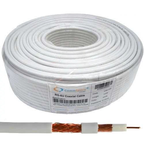 Кабель коаксіальний RG-6U (CS6-009-1) CommSpace, одножильний, Cu, 48%, білий, 100м