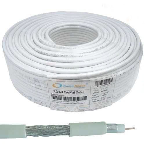 Кабель коаксіальний RG-6U (CS6-001) CommSpace, одножильний, CCS, 32%, білий, 100м