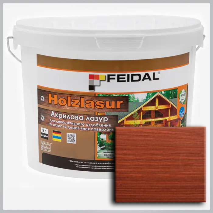Акрилова лазур Holzlasur Feidal (червоне дерево) 9л