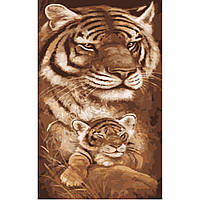 Картина по номерам Strateg ПРЕМИУМ Тигренок с мамой размером 50х25 см (WW037)