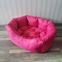 Диван лежак для собак и кошек со съемной подушкой антикоготь, Спальные места для домашних животных розовый S