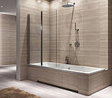 Скляна перегородка на кутову ванну, стаціонарна шторка скло для ванних кімнат 140х100х0.4 см MS, фото 3