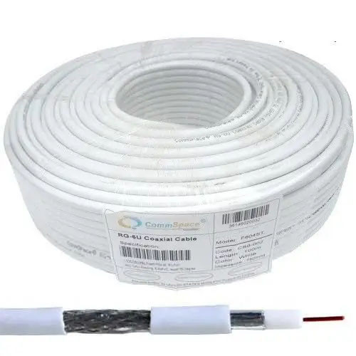 Кабель коаксіальний RG-6U (CS6-004) CommSpace, одножильний, CCS, 80%, білий, 100м