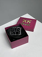 Pinko Text Leather Belt Black/Black высокое качество Женские ремни и пояса высокое качество