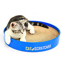 Картонна кігтеточка-дрепка для кішок, домашня підлогова котяча лежанка-когтедралка 36,5х36,5х6 см MS