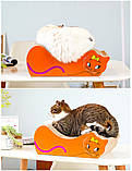 Кігтеточка-дренька для котів і кішок, домашня підлогова котяча картонна дряпка-лежанка 41х21,5х13 см MS, фото 2