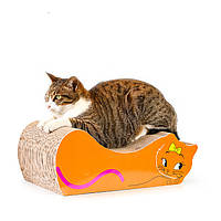 Кігтеточка-дренька для котів і кішок, домашня підлогова котяча картонна дряпка-лежанка 41х21,5х13 см MS