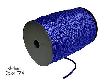 Шнур круглий 4мм Яскраво-синій (електрик) одежний 150м
