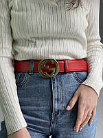 Gucci Blondie Leather Belt Red/Gold высокое качество Женские ремни и пояса высокое качество