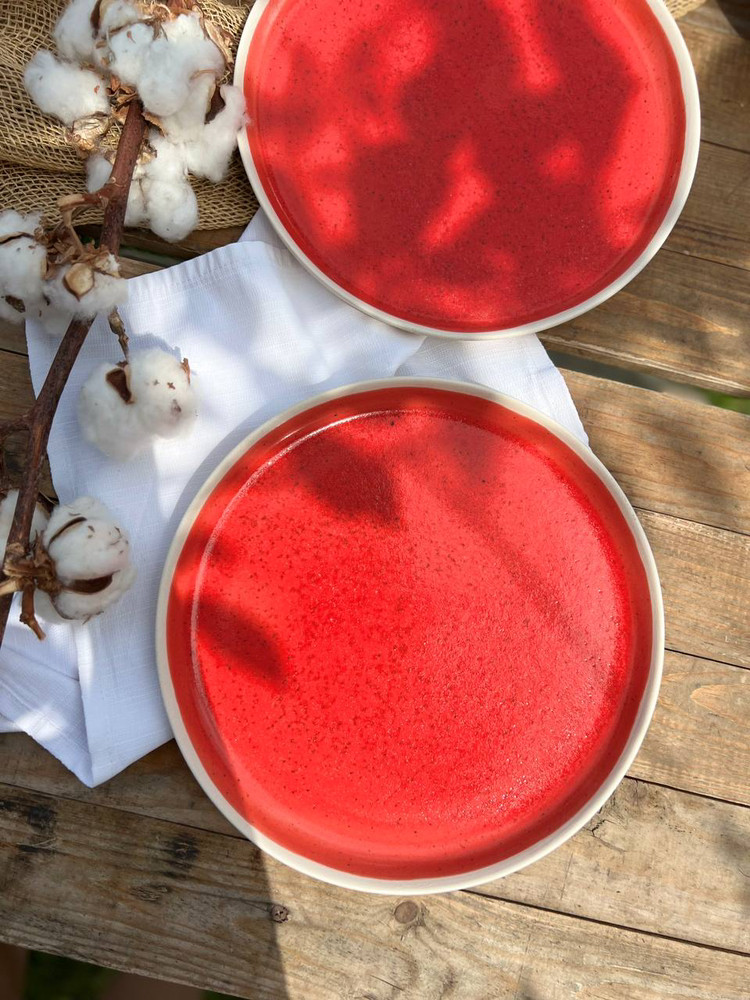 Тарілка кругла з бортиком 25 см, «Simple red»
