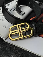 Balenciaga Leather Belt Black/Gold 125 x 3.7 cм высокое качество Женские ремни и пояса высокое качество