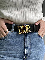 Christian Dior Leather Belt Black/Gold 105 x 3.7 cм высокое качество Женские ремни и пояса высокое качество