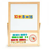 Мольберт дерев'яний двосторонній із магнітною дошкою з цифрами та рахівницею ECOTOYS, фото 5