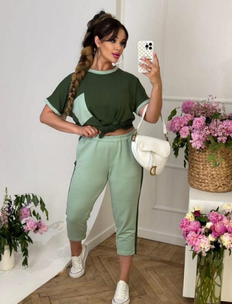 Жіночий костюм Футболка+Бриджі від 46 до 56, фото 1