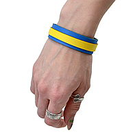 Патріотичний шкіряний браслет на руку жовто блакитний