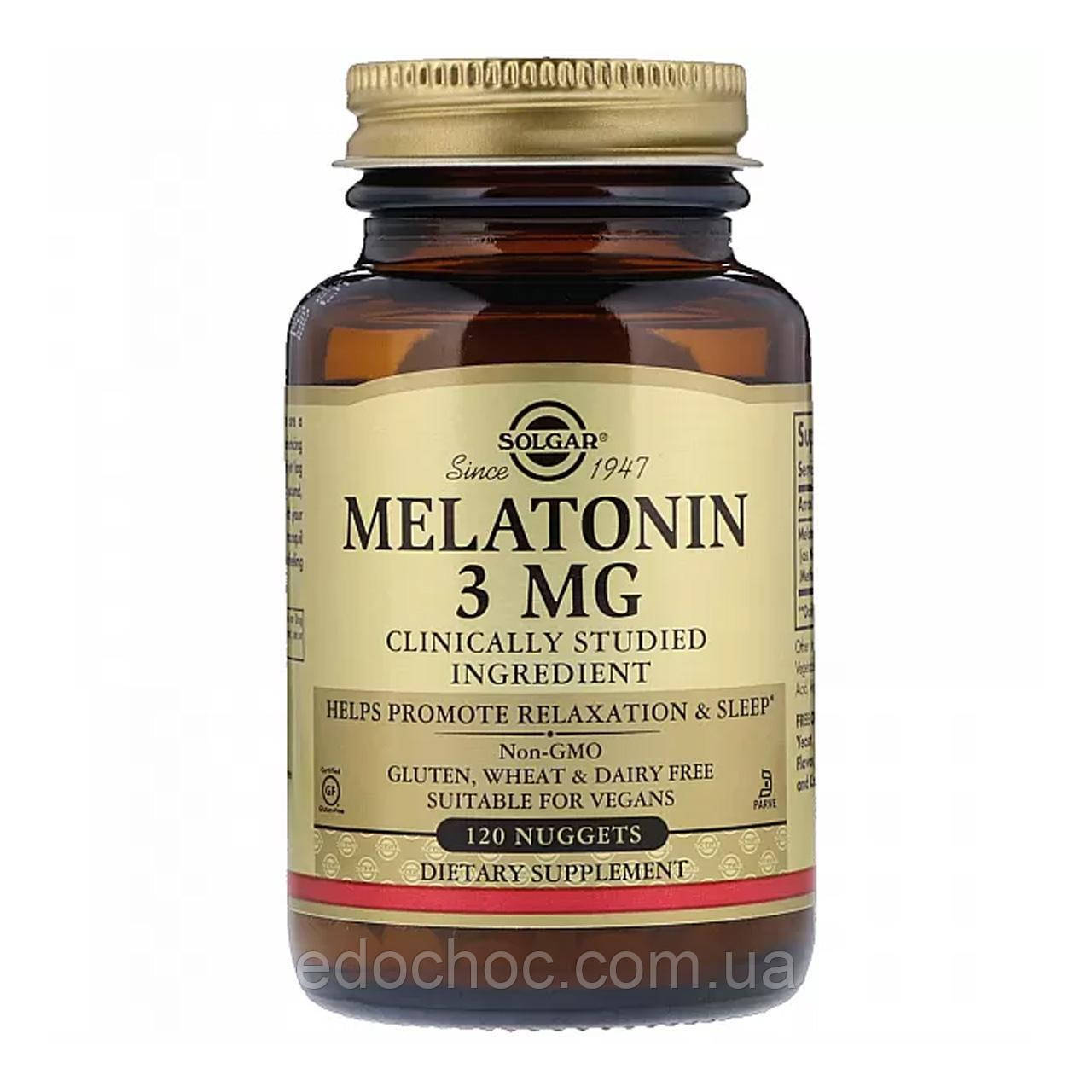 Мелатонін, Melatonin, Solgar, 3 мг, 120 таблеток