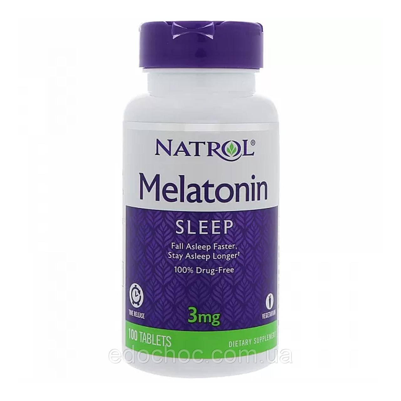 Мелатонін, Melatonin TR, Natrol, 3 мг, 100 таблеток NTL-00458