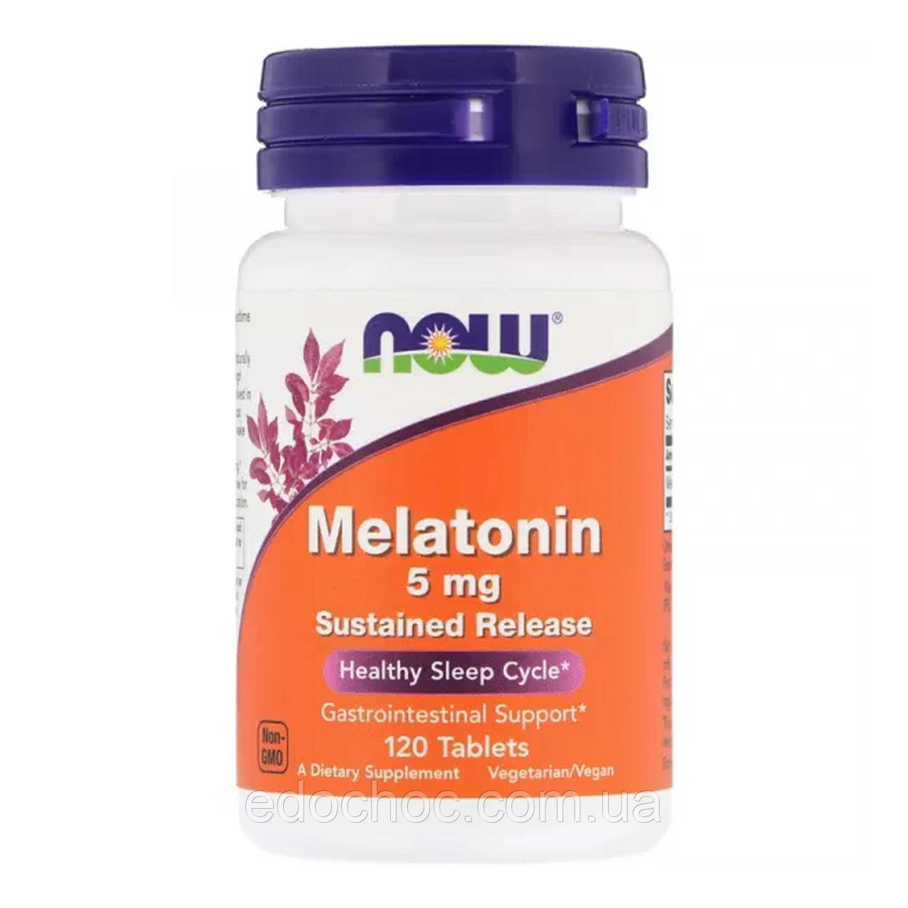Мелатонін, Melatonin, Now Foods, 5 мг, 120 таблеток