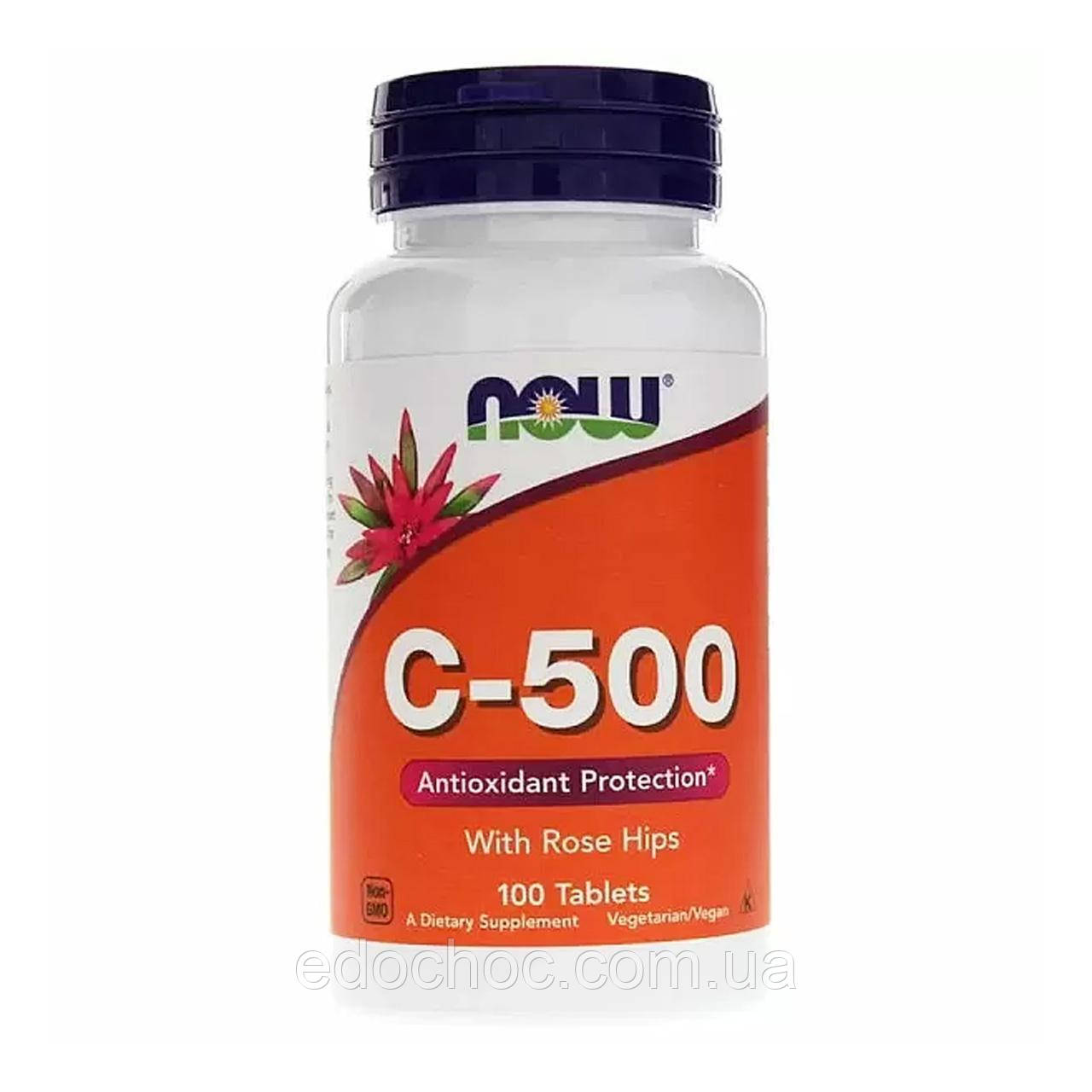 Вітамін С з шипшиною, C-500 RH, Now Foods, 500 мг, 100 таблеток NOW-00670