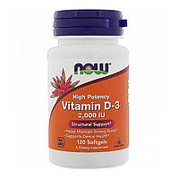 Витамин Д-3, Vitamin D-3, Now Foods, высокоэффективный, 50 мкг (2000 МЕ), 120 гелевых капсул