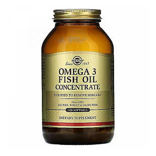 Омега-3, Omega-3 Fish Oil, Solgar, концентрат риб'ячого жиру, 120 гелевих капсул SOL-01788