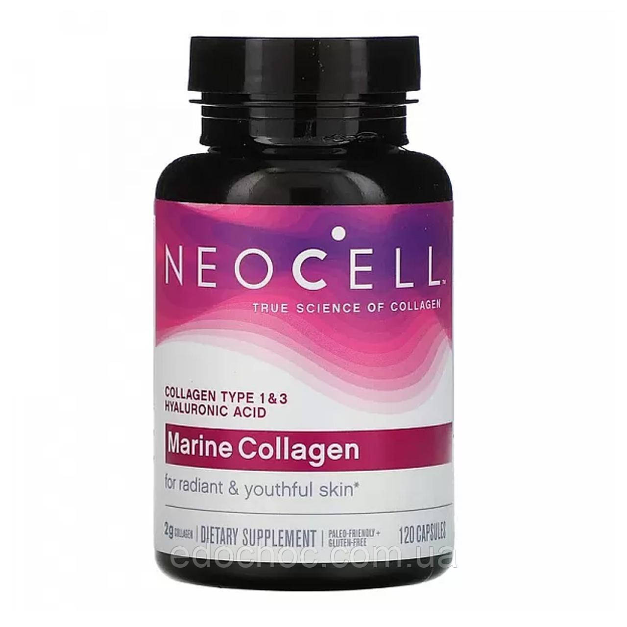 Морський колаген і гіалуронова кислота, Marine Collagen, Neocell, 120 капсул NEL-12900