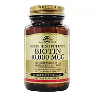Биотин, Biotin, Super High Potency, Solgar, сверхвысокая эффективность, 10000 мкг, 60 капсул