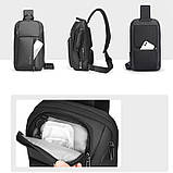 Рюкзак з однією лямкою Mark Ryden Brad MR7808 з кишенею для планшета 11 дюймів (Чорний), фото 3