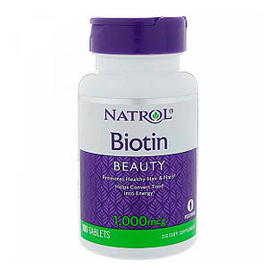 Біотин, Biotin, Natrol, швидкорозчинні 1000 мкг, 100 таблеток NTL-05239