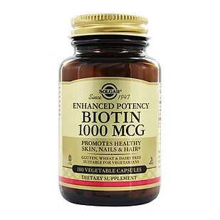 Біотин, Biotin, Solgar 1000 мкг, 100 капсул