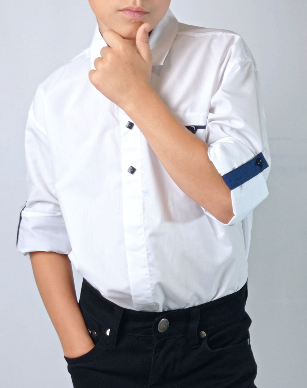 Біла сорочка трансформер для хлопця підлітка в школу
