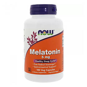 Мелатонін, Melatonin, Now Foods, 5 мг, 60 вегетаріанських капсул