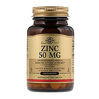 Глюконат цинка, Zinc, Solgar, 50 мг, 100 таблеток