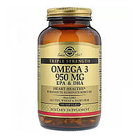 Омега-3, рыбий жир, Omega-3, EPA & DHA, Solgar, тройная сила, 950 мг, 100 гелевых капсул