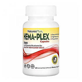 Комплекс вітамінів і мінералів, Hema-Plex, Nature's Plus, 60 швидкодіючих вегетаріанських капсул