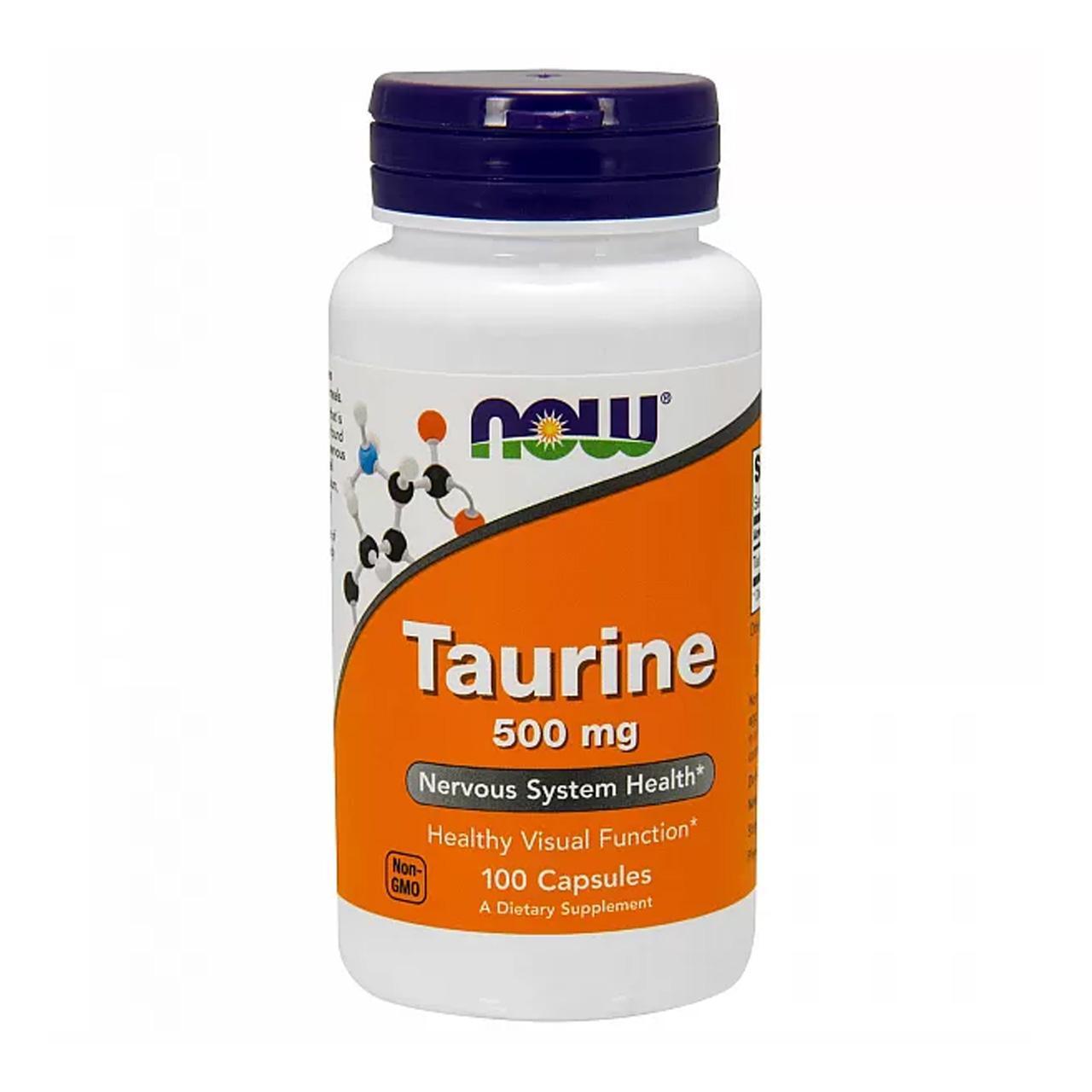 Таурин, Taurine, Now Foods, 500 мг, 100 вегетаріанських капсул