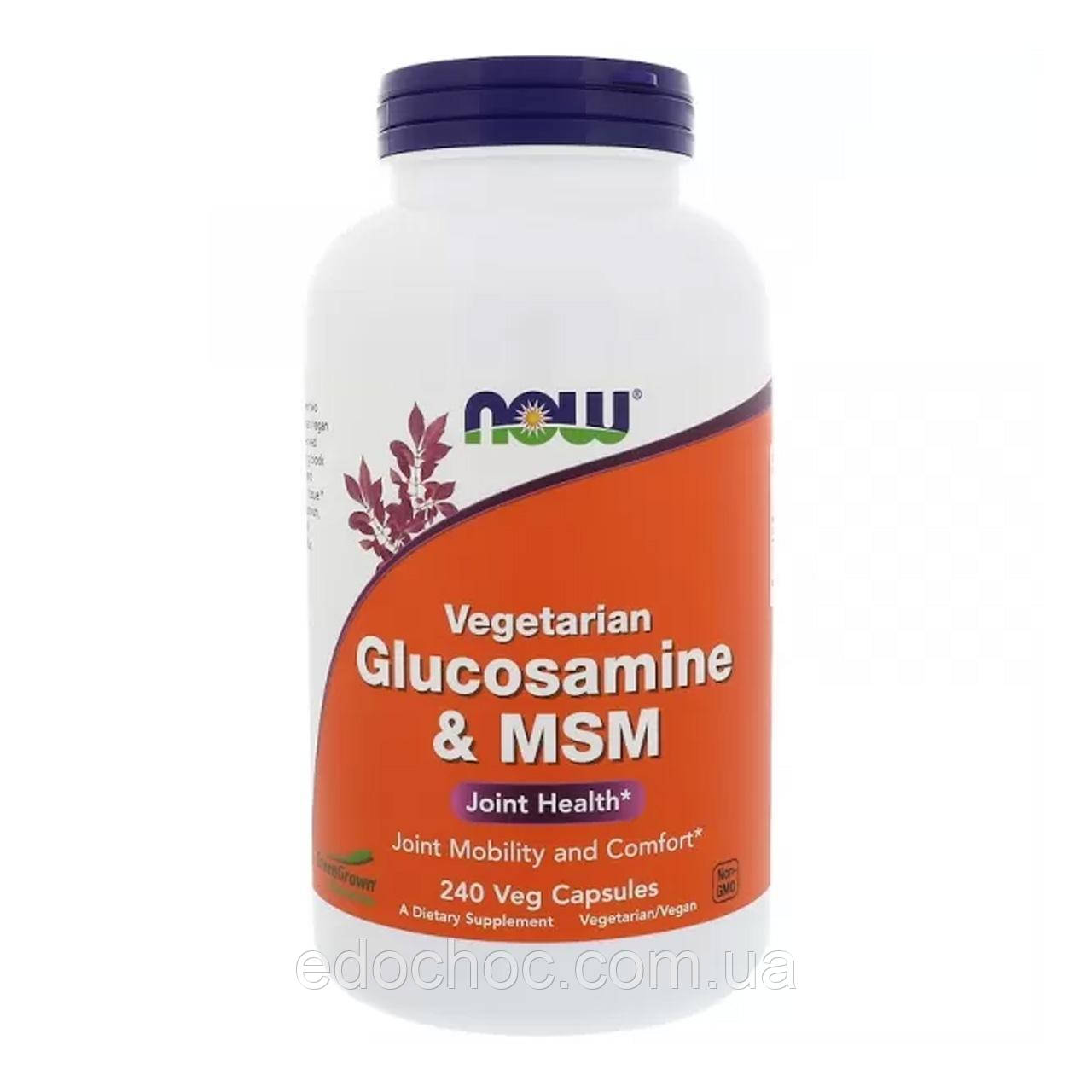 Глюкозамін та MSM, Glucosamine & MSM, Now Foods, 240 вегетаріанських капсул NOW-03131
