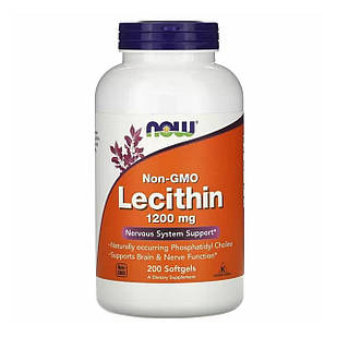 Лецитин, Lecithin, Now Foods, 1200 мг, 200 гелевих капсул NOW-02212