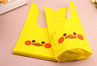 Пакеты детские полиэтиленовые с ушками Уточка желтая, пакет подарочный с рисунком 27х15.5 см 10 шт