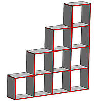 Стеллаж, полка лесенка для книг и игрушек, разделитель 1890*300*1890см, 10 ячеек, ЛДСП18 Design Service DS-034