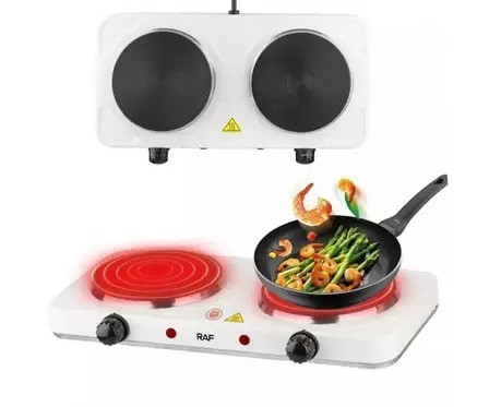 Електрична плита RAF-8020A 2000 Вт дискова електропіч двокомфоркова піч, фото 1
